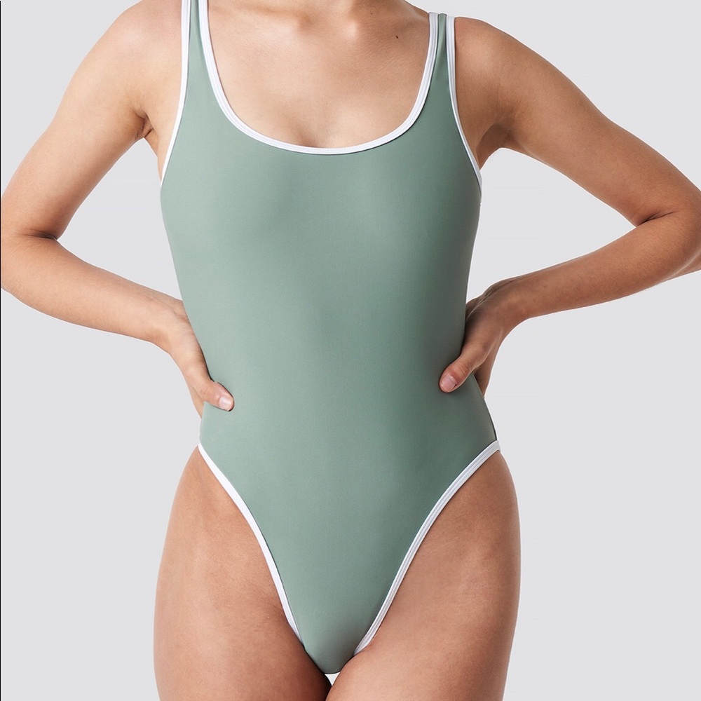 Soft green sporty swimsuit